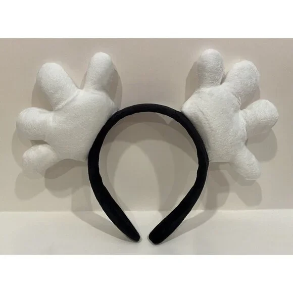 DISNEY MICKEY MOUSE Plush WHITE GLOVES Hands MOUSE EARS Headband Hairband NEW! - Picture 2 of 3